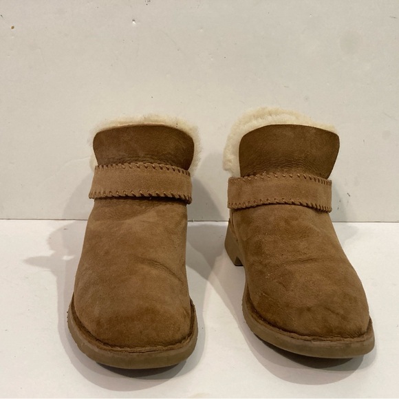 UGG McKay Chestnut Duedr Sheepskin Ankle Mini Boots Booties Sz 8 - Picture 3 of 10